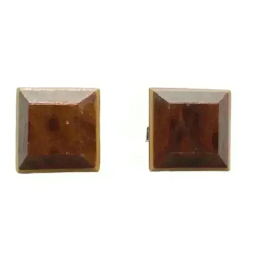 Vintage Wood Cufflinks Cuff Links Mid Century Hand Made Wooden Carved Mod 1950